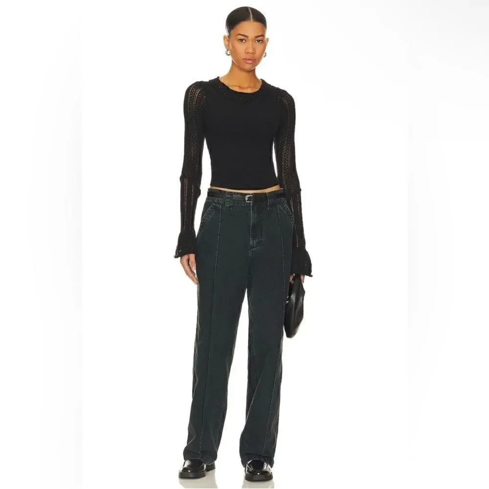 Free People NWT Cuffing Season Top in Black Size Large